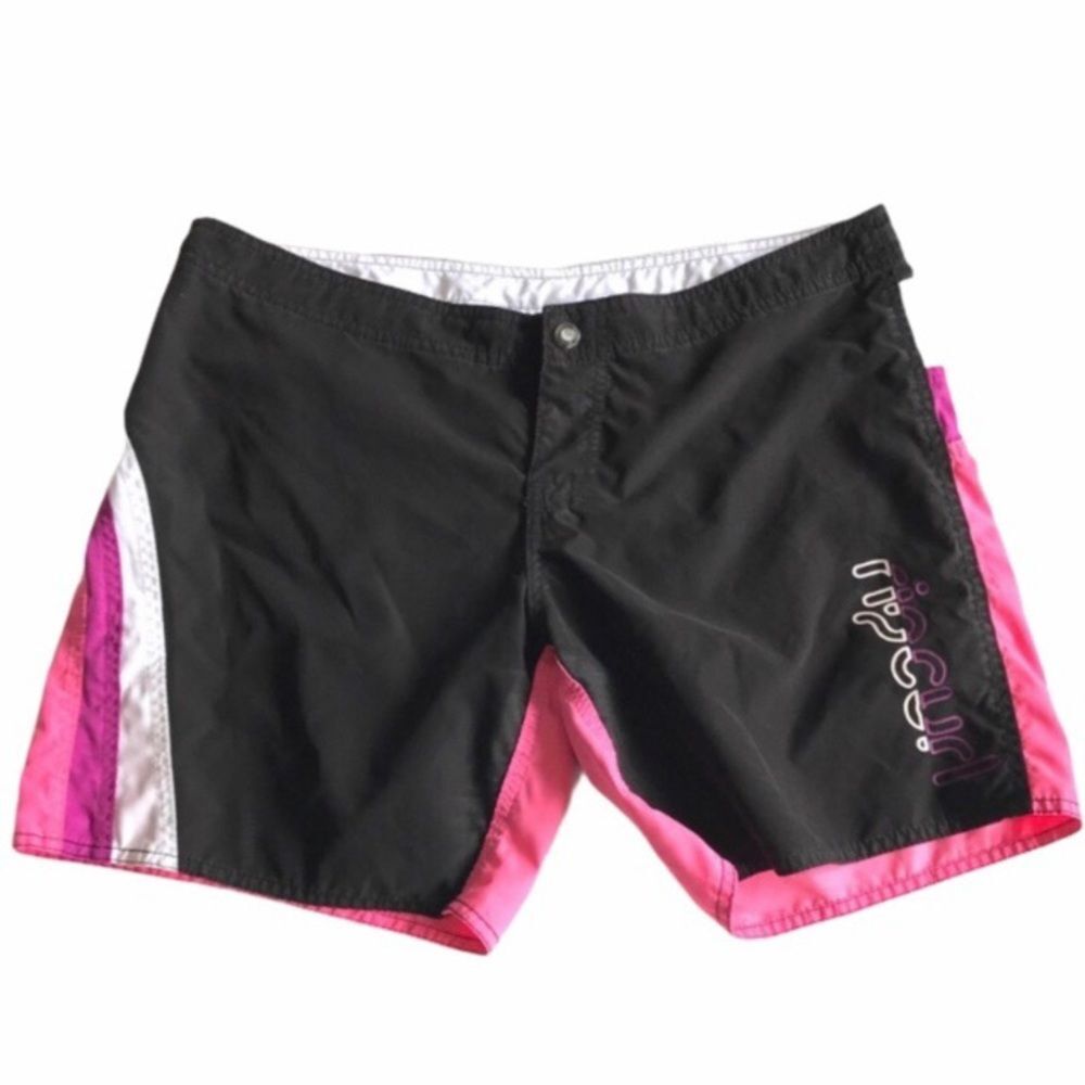 Rip Curl Womens Y2K Pink Black Boardshorts Surf Shorts Swimwear Sz 9